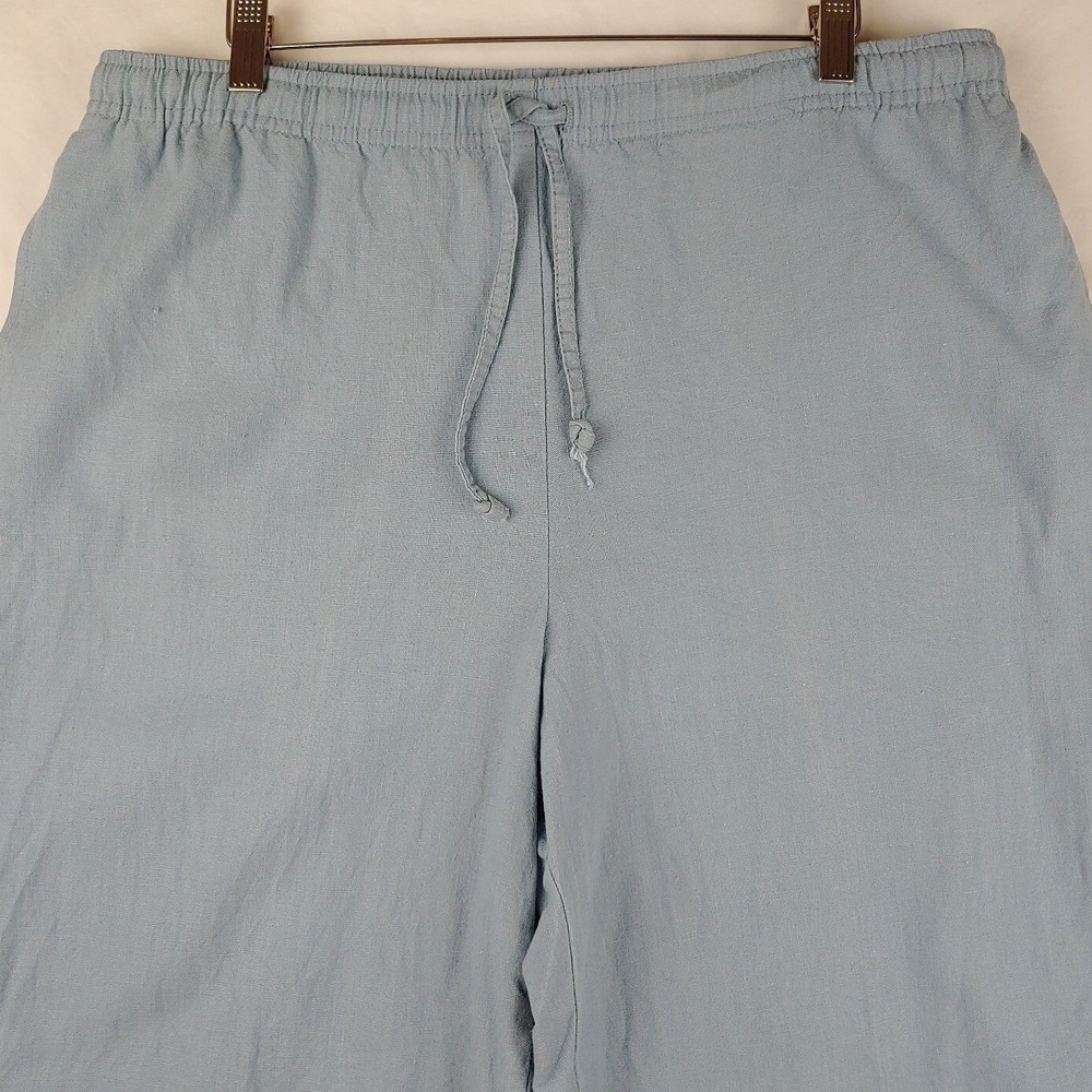 Requirements Pants Womens Petite Large Blue Linen Blend Ankle VTG Made in USA